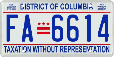 DC license plate FA6614