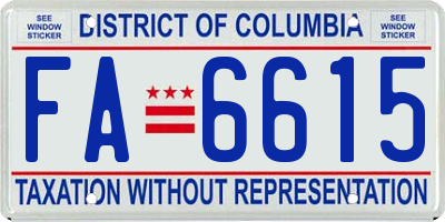 DC license plate FA6615