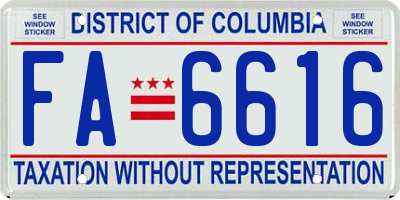 DC license plate FA6616