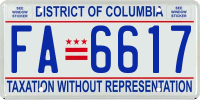 DC license plate FA6617