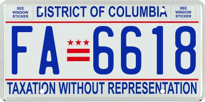 DC license plate FA6618