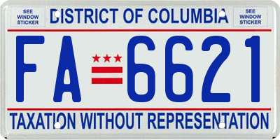 DC license plate FA6621