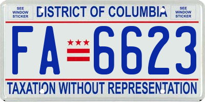 DC license plate FA6623