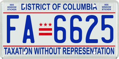 DC license plate FA6625