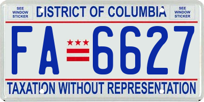 DC license plate FA6627