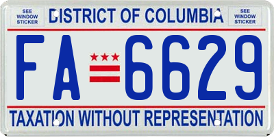 DC license plate FA6629