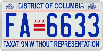 DC license plate FA6633