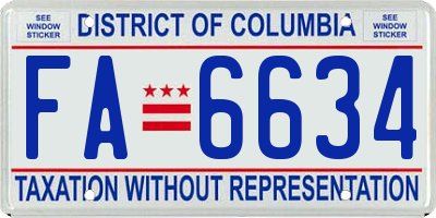 DC license plate FA6634