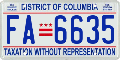 DC license plate FA6635