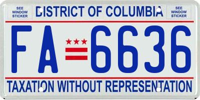 DC license plate FA6636