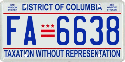 DC license plate FA6638