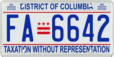 DC license plate FA6642