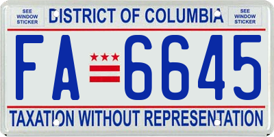 DC license plate FA6645