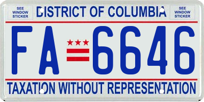 DC license plate FA6646