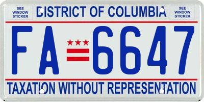 DC license plate FA6647