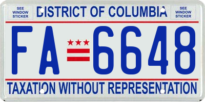 DC license plate FA6648