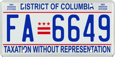 DC license plate FA6649