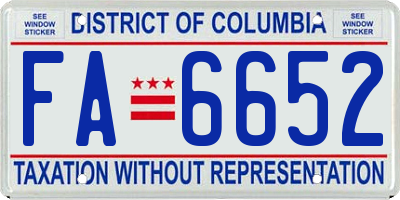 DC license plate FA6652