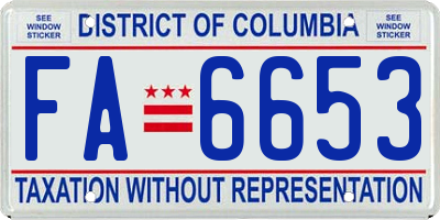 DC license plate FA6653