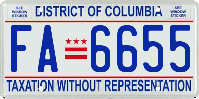 DC license plate FA6655