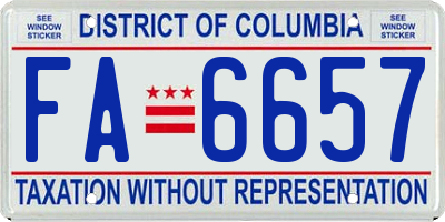 DC license plate FA6657