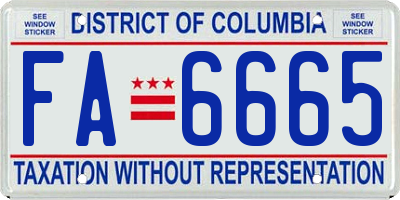 DC license plate FA6665