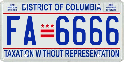 DC license plate FA6666