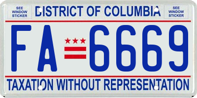 DC license plate FA6669