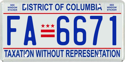 DC license plate FA6671