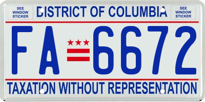 DC license plate FA6672