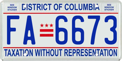 DC license plate FA6673