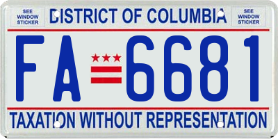 DC license plate FA6681