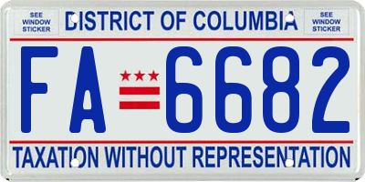 DC license plate FA6682