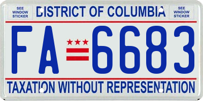 DC license plate FA6683