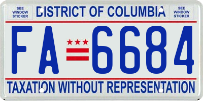 DC license plate FA6684