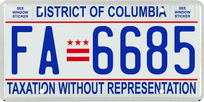 DC license plate FA6685