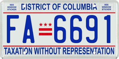 DC license plate FA6691