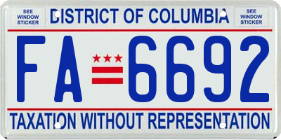 DC license plate FA6692