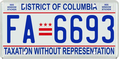 DC license plate FA6693