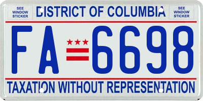 DC license plate FA6698