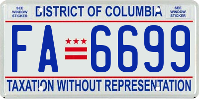 DC license plate FA6699