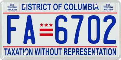 DC license plate FA6702