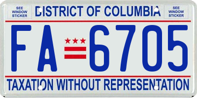 DC license plate FA6705