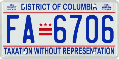 DC license plate FA6706