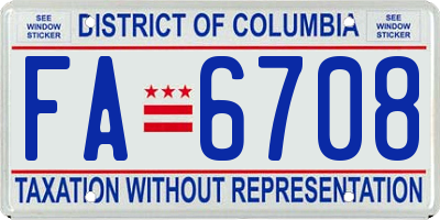 DC license plate FA6708