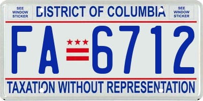 DC license plate FA6712