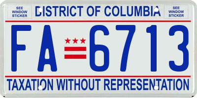 DC license plate FA6713