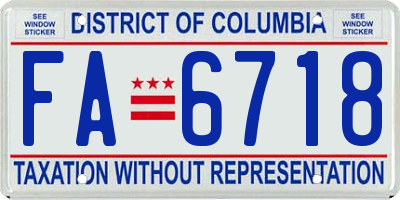 DC license plate FA6718