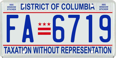 DC license plate FA6719