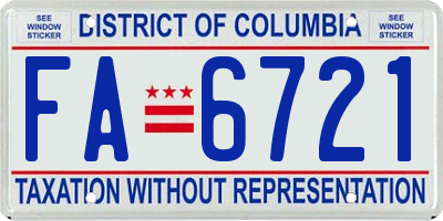 DC license plate FA6721